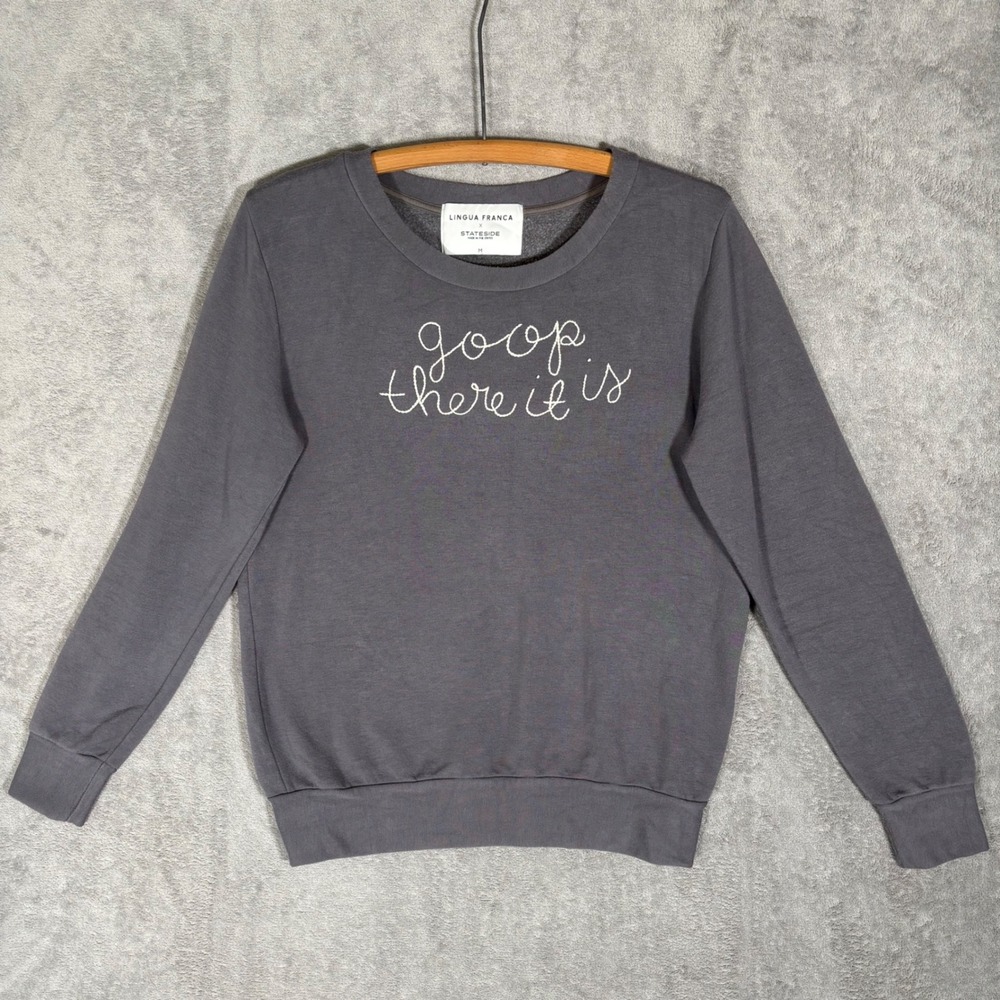 Lingua Franca x Stateside Goop There It Is Sweatshirt Gray Medium Cozycore